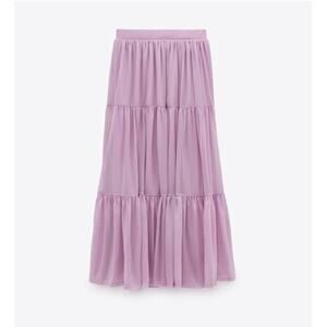 Zara Tiered Tulle Maxi Skirt